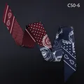 Detail of red and navy twilly scarf featuring paisley patterns and star prints - Dark Red And Navy(C50-6)