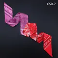 Detail of red paisley silk scarf with star and dot patterns for bag handles or hair - Magenta And Red(C50-7)
