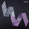 Detail of purple paisley and star pattern silk scarf for handbag handle and hair styling - Purple And Gray(C50-8)