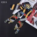 Multifunctional silk-like scarf with equestrian chain print for handbags or hair styling - Black Red Gold Chain Print (C22-5)