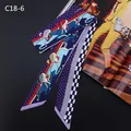 Foulard twilly en soie à imprimé équestre et motifs à carreaux violets chic - Style Équestre Damiers Violet (C18-6)