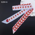 Pañuelo twilly de seda con corazones a rayas 120cm y elegantes patrones pastel - Estilo Corazón Bloques Rosa Azul Marrón (X204-6)