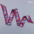 Foulard twilly rosso e blu con motivi equestri catene e ferri di cavallo - Righe Rosso Blu (C38-2)
