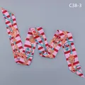 Foulard in seta twilly a righe rosa con motivi a catena vintage e cinture in pelle - Righe Rosso Rosa (C38-3)