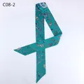 Lake green silk twilly scarf with vintage key print for handbag handle wrap - Lake Green Key Style (C08-2)