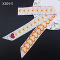 Pañuelo de seda con corazones rayas en azul, rosa y naranja para bolsos de mano - Estilo Corazón Rosa Amarillo Naranja (X204-5)
