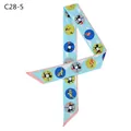 Light blue twilly scarf with equestrian horse carriage print and pink stitched edges - Light Blue (C28-5)