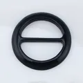 Glossy black resin scarf ring buckle with double loop design for women accessories - Solid Black