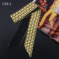 Twilly en soie jaune à motifs géométriques pour décoration de poignée de sac à main - Style Imprimé Géométrique Étoile Jaune (C19-1)