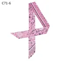 Pink bohemian style satin twilly scarf with floral and geometric patterns for bags - Pink (C71-6)