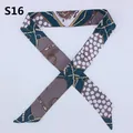 Slim twilly scarf with retro chain and polka dot patterns in teal and brown finish - Deep Cyan Vintage Chain Polka Dot Style (S16)