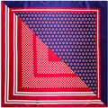 Pañuelo de seda cuadrado 90x90cm con lunares y rayas en rojo, azul y blanco náutico - Burdeos