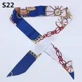 Royal blue and white silk scarf with vintage equestrian carriage print style - Royal Blue Beige Vintage Carriage Wheel Style (S22)