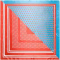 Pañuelo cuadrado de seda 90cm con lunares y diseño color block rojo y azul - Azul Celeste