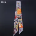 Foulard twilly in seta con stampa floreale grigio e arancio per manico borsa - Stile Floreale Grigio Arancio (C88-2)