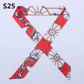 Elegant red twilly silk scarf with equestrian horse wheel and gold chain pattern - True Red Vintage Equestrian Leather Rope Style (S25)