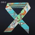 Pañuelo de seda azul y verde con estampado ecuestre de cadenas doradas para bolso - Verde Azul Bloque de Color Estilo Ecuestre (C43-2)