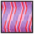 Square faux silk scarf with pink and blue geometric stripes on a white background - Pink