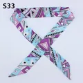 Slim silk twilly scarf with blue and purple geometric patterns for handbag handles - Purple Patchwork Geometric Abstract Wave Style (S33)