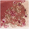 Carré de soie 90x90cm élégant aux motifs floraux vintage rose poudré et crème - Rose Poudré