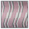 60x60cm faux silk square scarf with pink and grey geometric zigzag stripes on white background - Gray