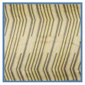 Silk-like square scarf 60x60cm with yellow and grey geometric V-shaped stripes - Yellow