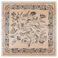 90cm bohemian paisley silk scarf in champagne beige with black botanical patterns - Beige