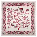 Bohemian paisley pattern silk scarf with red and black tree design on cream background - White