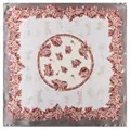 Elegant square silk scarf with vintage horse carriage and rose floral patterns - Gray