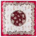 Classic 90x90cm silk-like scarf with vintage horse carriage and rose pattern in red - Burgundy