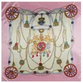 Elegante foulard in seta con stemma di leone e catene dorate, formato quadrato 90x90cm - 90cm*90cm / Rosa