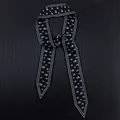 Detalle del pañuelo twilly de 120 cm con calaveras en blanco y negro para bolsos - Negro con calaveras blancas / Negro (X221-1)