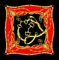 Klassisches 90x90cm Seidenquadrat mit eleganten Goldketten und Reitsportmotiven - 90cmx90cm / Rot