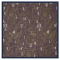 Deep purple 53cm square silk scarf featuring a detailed gold Paris city map print - Khaki