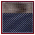 Navy blue and red 53cm square silk scarf with vintage geometric chain patterns - 53cm / Navy Blue