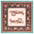 Elegant 53cm square silk scarf featuring vintage carriage patterns and green borders - 53cm / Green