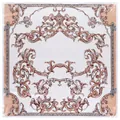 Foulard di seta 90cm con motivi architettonici barocchi vintage in oro e marrone caldo - Beige
