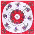 Klassisches quadratisches Seidentuch mit Kutschen- und Quastenprint in Rot Weiß 90x90cm - 90cm*90cm / Rot