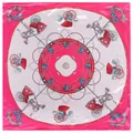 Seidig-weiches quadratisches Seidentuch mit Vintage-Kutschen und Quasten in Rosé-Pink - 90cm*90cm / Rosenrot