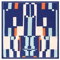 60x60cm geometrisches Seidentuch in Marineblau und Orange mit minimalistischem Farbmuster - Quadratisch / Marineblau