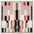 60cm Seidenschal für Damen mit geometrischem Muster in Rot Schwarz und Weiß Design - Quadratisch / Beige
