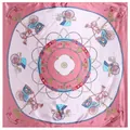 Elegant 90cm square silk scarf with vintage horse carriage and tassel equestrian patterns - 90cm*90cm / Dusky Pink
