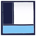 60x60cm geometric striped silk scarf for women in navy blue, white and sky blue colors - Polka Dot Scalloped Edge / Sky Blue