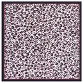Quadratisches Seidentuch mit Leopardenmuster in Rot und Schwarz und blauem Rand - 53cm*53cm / Beige