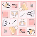 Seidenartiges quadratisches Halstuch mit schicken Handtaschen- und High-Heel-Illustrationen - 53cm / Snow Bud