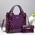 Purple leopard print crossbody bag and matching wallet set with gold hardware - Large / Leopard Print Purple