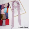 Close-up of elegant satin ribbon scarves in various colors draped over a decorative frame - 200cm / Purple Beige