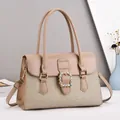 Sac à main beige tissé élégant avec boucle en strass et bandoulière pour femmes - Khaki