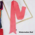 Detailed texture of watermelon red long satin scarf with sharp pointed ends - 200cm / Watermelon red