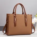 Business brown textured woven tote bag with leather handles and gold-tone hardware - 32cm x 12cm x 25cm / Earthy Yellow
